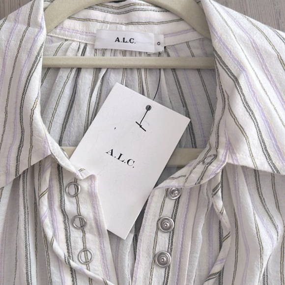 A.L.C. Carissa Long Sleeve Top in Lavender/Ivory Stripes Size 0 - Picture 10 of 13